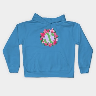 Monogram X, Personalized Floral Initial Kids Hoodie